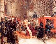 Adolph von Menzel Gustav Adolph Greets his Wife outside Hanau Castle in January 1632 oil painting reproduction